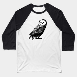 Hand Drawn Owl Baseball T-Shirt